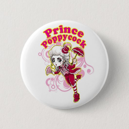 Badge Rond 5 Cm Pin rouge et rose de sottises (Devant)