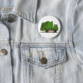 Badge Rond 5 Cm Pin vert de bouton de camion à ordures (En situation)