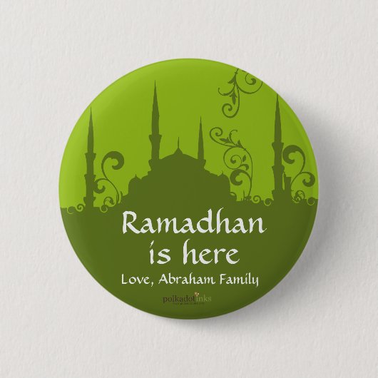 Badge Rond 5 Cm Pin vert de mosquée de remous (Devant)
