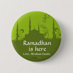Badge Rond 5 Cm Pin vert de mosquée de remous