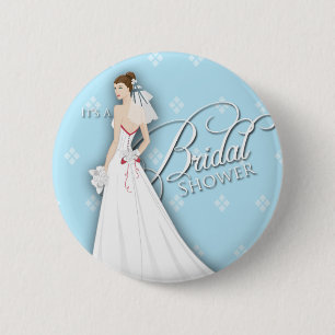 Badge Rond 5 Cm Pin vintage bleu et blanc de Fête de la mariée