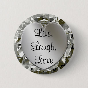 Badge Rond 5 Cm Pin vivant, de rire, de coeur d'amour et de coeur