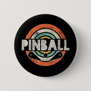 Badge Rond 5 Cm Pinball Jeu Vintage