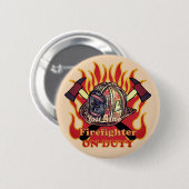 Badge Rond 5 Cm Pince de pompier en service (Devant & derrière)