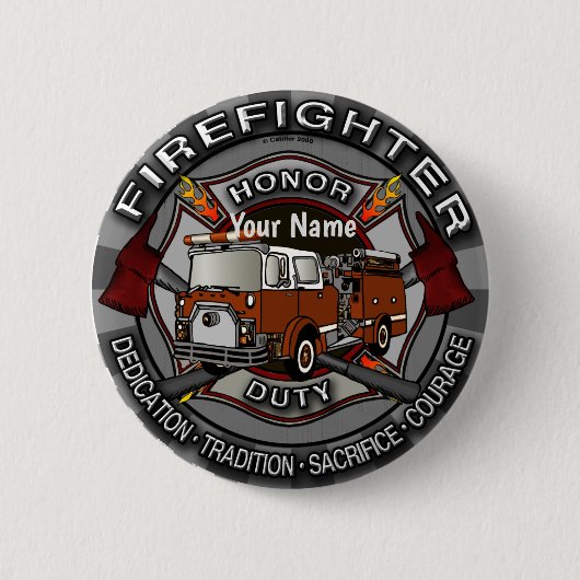 Badge Rond 5 Cm Pince d'honneur pompier (Devant)