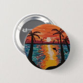 Badge Rond 5 Cm Pince Ocean Scene "Picture Perfect Escape"/ (Devant & derrière)