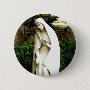 Badge Rond 5 Cm Pinceau de la statue du jardin de la Vierge Marie