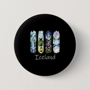 Badge Rond 5 Cm Pinceau Islande Souvenir de vacances islandais en