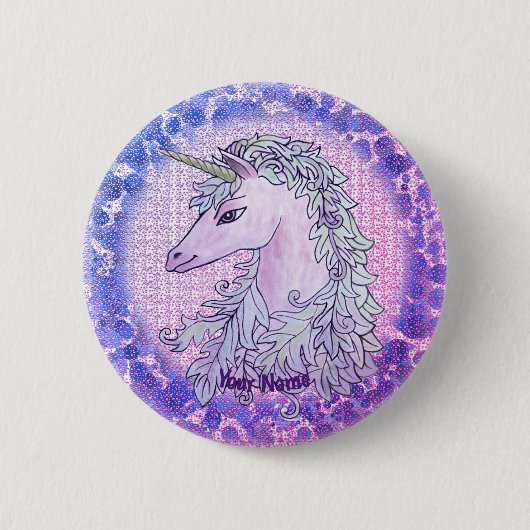 Badge Rond 5 Cm Pinceau Violet Unicorn (Devant)