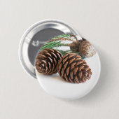 Badge Rond 5 Cm Pine branch and cones (Devant & derrière)