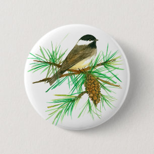Badge Rond 5 Cm Pinecone d'aquarelle d'oiseau de poulet