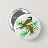 Badge Rond 5 Cm Pinecone d'aquarelle d'oiseau de poulet (Devant & derrière)