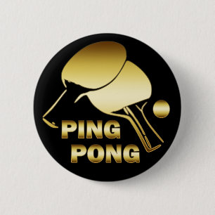 BADGE ROND 5 CM PING-PONG D'OR
