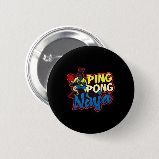 Badge Rond 5 Cm Ping Pong Ninja Design Table Tennis   (Devant & derrière)