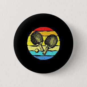Badge Rond 5 Cm Ping Pong Table Tennis Amateurs Retro