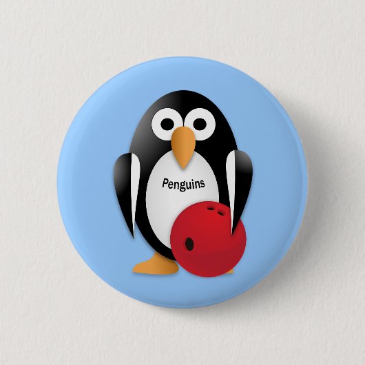 Badge Rond 5 Cm Pingouin avec bol de bowling (Devant)