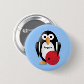 Badge Rond 5 Cm Pingouin avec bol de bowling (Devant & derrière)