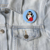 Badge Rond 5 Cm Pingouin avec bol de bowling (En situation)