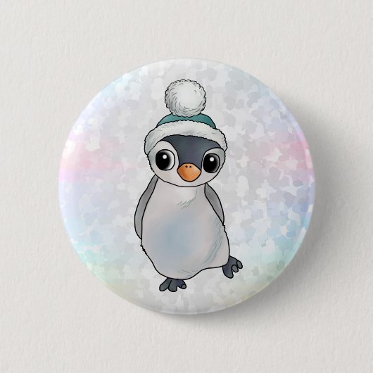 Badge Rond 5 Cm Pingouin avec casquette (Devant)