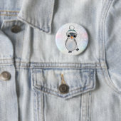 Badge Rond 5 Cm Pingouin avec casquette (En situation)