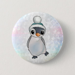 Badge Rond 5 Cm Pingouin avec casquette