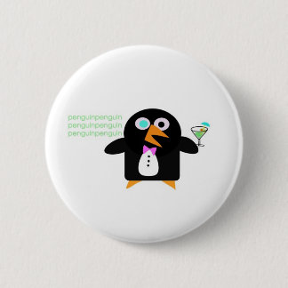 Badge Rond 5 Cm pingouin avec martini