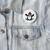 Badge Rond 5 Cm pingouin bébé heureux (En situation)