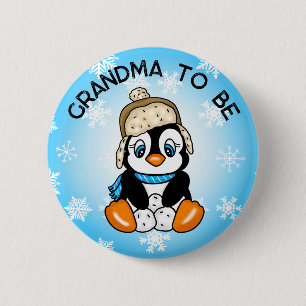 Badge Rond 5 Cm Pingouin bébé mignon   Grand-mère à être Baby show