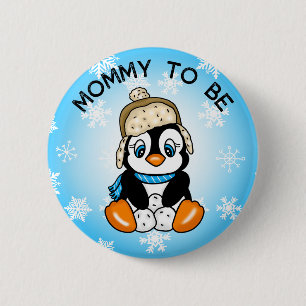 Badge Rond 5 Cm Pingouin bébé mignon Maman à être Baby shower