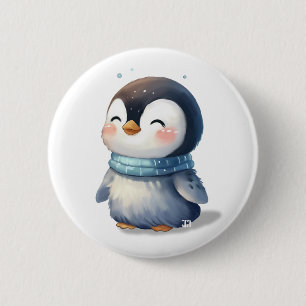 Badge Rond 5 Cm Pingouin cosy - Art numérique mignon