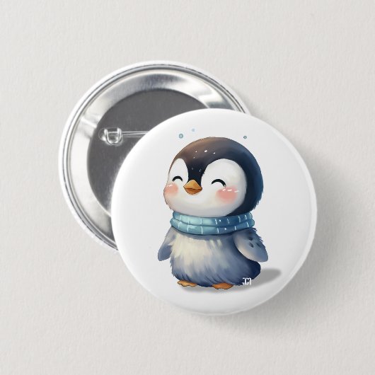 Badge Rond 5 Cm Pingouin cosy - Art numérique mignon (Devant & derrière)