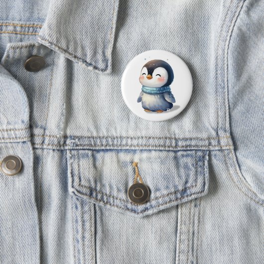 Badge Rond 5 Cm Pingouin cosy - Art numérique mignon (En situation)
