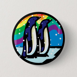 Badge Rond 5 Cm Pingouin d'arc-en-ciel