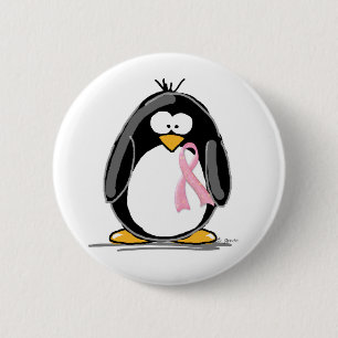 Badge Rond 5 Cm Pingouin de cancer du sein