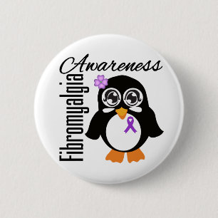 Badge Rond 5 Cm Pingouin de conscience de fibromyalgie