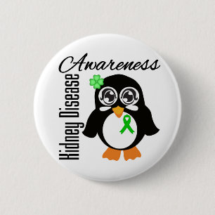 Badge Rond 5 Cm Pingouin de conscience de maladie rénale