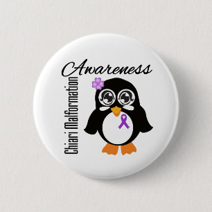 Badge Rond 5 Cm Pingouin de conscience de malformation de Chiari