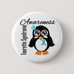 Badge Rond 5 Cm Pingouin de conscience de syndrome de Tourette