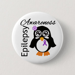 Badge Rond 5 Cm Pingouin de conscience d'épilepsie