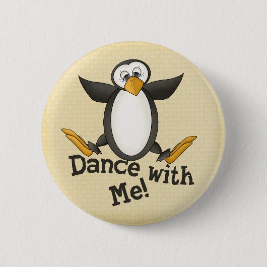 Badge Rond 5 Cm Pingouin de danse (Devant)