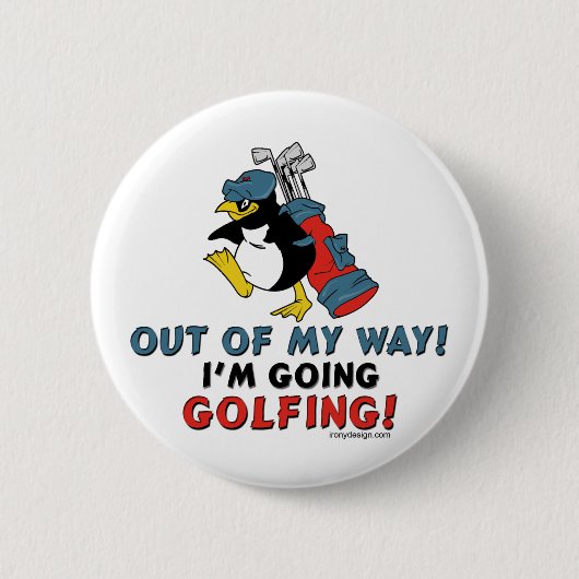 Badge Rond 5 Cm Pingouin de golf (Devant)