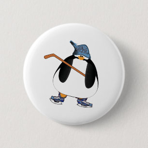 Badge Rond 5 Cm Pingouin de hockey