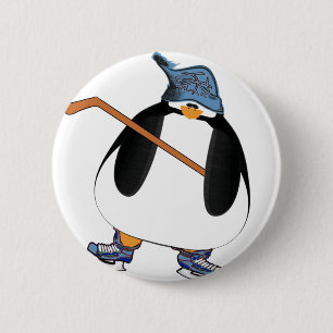 Badge Rond 5 Cm Pingouin de hockey