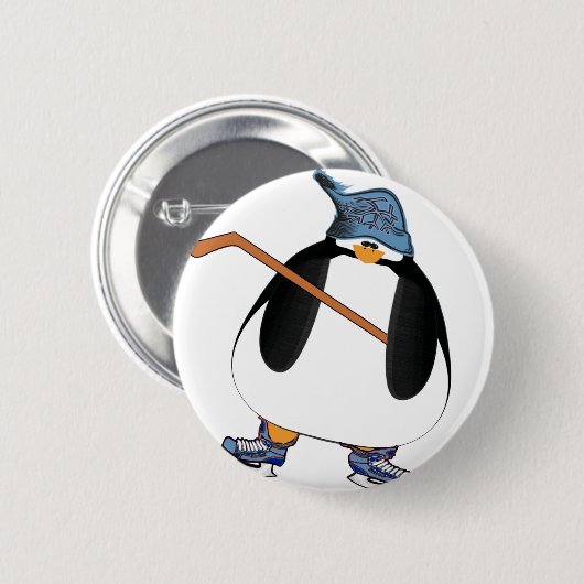 Badge Rond 5 Cm Pingouin de hockey (Devant & derrière)