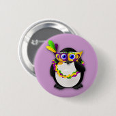 Badge Rond 5 Cm Pingouin de mardi gras (Devant & derrière)