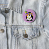 Badge Rond 5 Cm Pingouin de mardi gras (En situation)