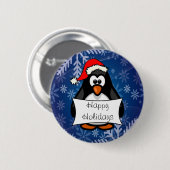Badge Rond 5 Cm Pingouin de Noël (Devant & derrière)