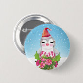 Badge Rond 5 Cm Pingouin de Noël mignon à Santa Hat (Devant & derrière)
