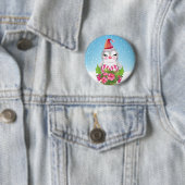 Badge Rond 5 Cm Pingouin de Noël mignon à Santa Hat (En situation)