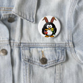 Badge Rond 5 Cm Pingouin de Pâques (En situation)
